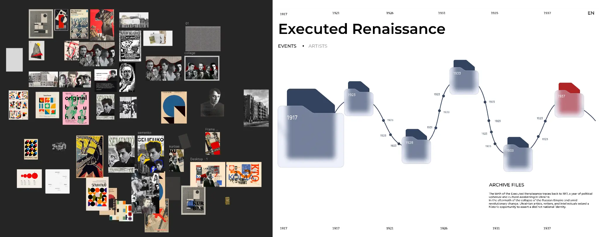 Style development board and early interface tests for the archive prototype