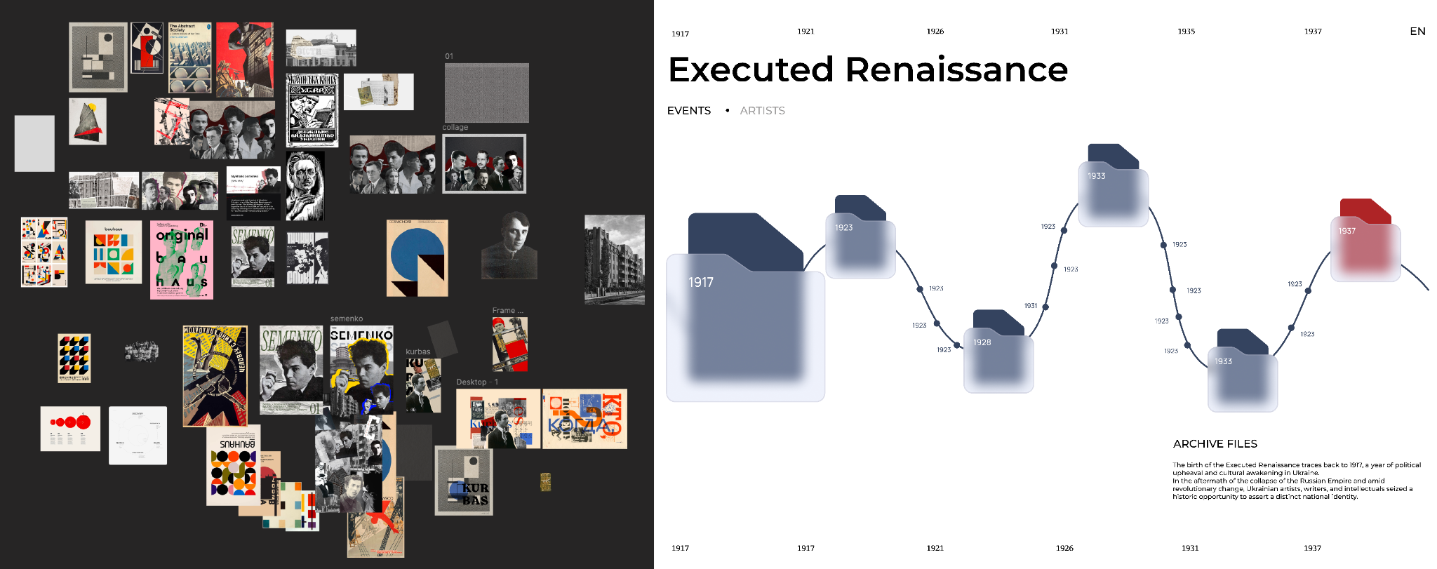 Style development board and early interface tests for the archive prototype